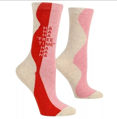 BlueQ Free Time Ha Ha Para Mujer Crew Novedad Calcetines en Rojo y Rosa NUEVO Foto 1 de 2