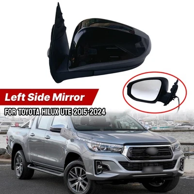 Conjunto de espelho de porta elétrica esquerda preto para Toyota Hilux Ute 2WD 4WD 2015-2024 - Imagem 1 de 4