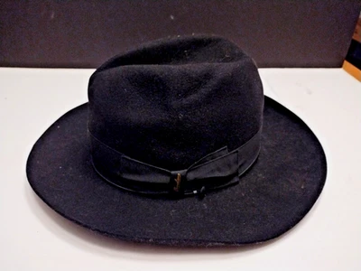 Sombrero Fedora Vintage Borsalino Trionfo Verdi Fieltro Negro 7 3/4, 8, 63 Hecho en Italia Foto 1 de 4
