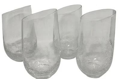 Pier 1 Copos de Vidro Crackle Aro Inclinado Angulado Highball Seis Polegadas Conjunto de Quatro - Imagem 1 de 4