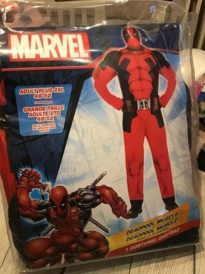 Marvel Deadpool Muscle 成人服装 Plus 2xl 48-52 - 全新 — 第 1/2 张图片