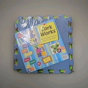 Cork Works Bulletin Board Pieces 6 Count 12 Inch Interlocking Multicolor - Picture 1 of 2