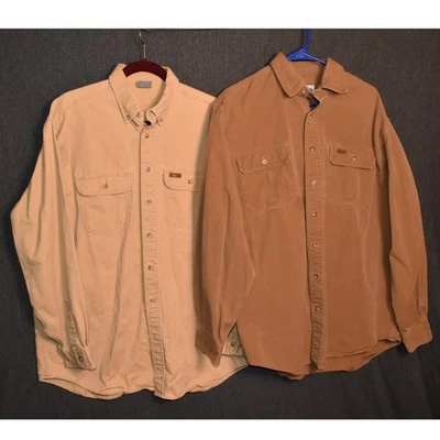 Lote de 2 Camisas de Trabajo Carhartt Para Hombre Grandes Altas Algodón Pesado Manga Larga Foto 1 de 4