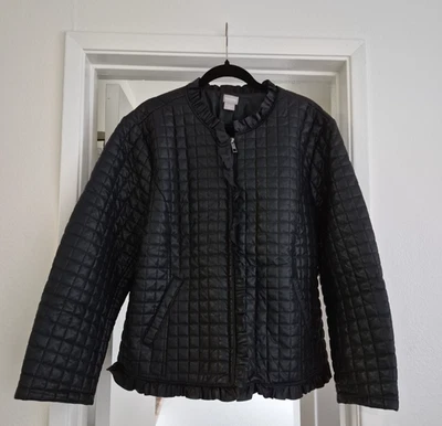 NEW CHICO'S Faux Leather Quilted Zipper Black Jacket Leather Trim Size 4 / XXL - Image 1 of 4