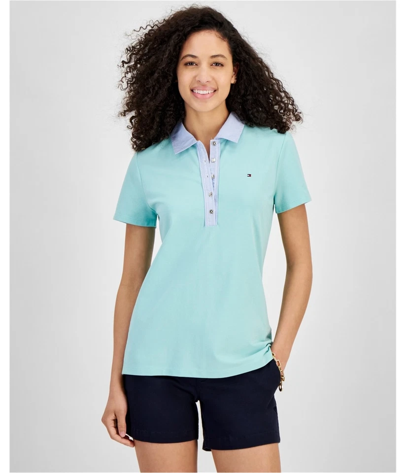 Camisa polo Tommy Hilfiger para mujer con ribete en contraste Foto 1 de 1