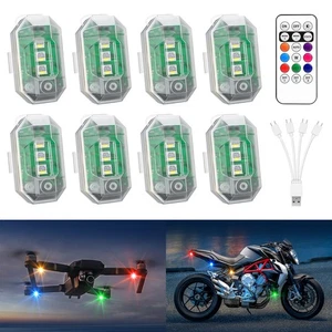 8 Pods Wireless RGB LED Strobe Lights 4-in-1 USB Charing Remote 8 Colors Drone - Picture 1 of 23