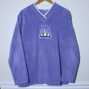 Maglione donna Croft & Barrow Let It Snow Penguins Natale in pile taglia L - Foto 1 di 6