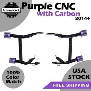 Protectores de alforjas de barra de choque ProTek de rendimiento trasero púrpura con carbono para Harley - Imagen 1 de 10