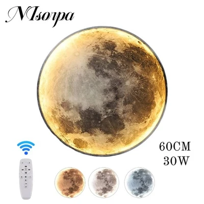60CM LED Deckenleuchte Dimmbar Mit Fernbedienung,Modern Art Deco Mond Lampe - Bild 1 von 4