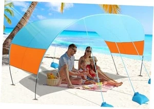 Beach Canopy Sun Shade, Beach Tent Sun Shelter Wind Sail Camping Sun Shelter  - Picture 1 of 7