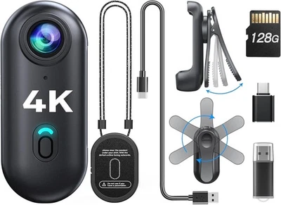 BOBLOV Mini Police Body Camera HD 4K Video DVR Clip IR Thumb Cam Camcorder 128GB - Image 1 of 4