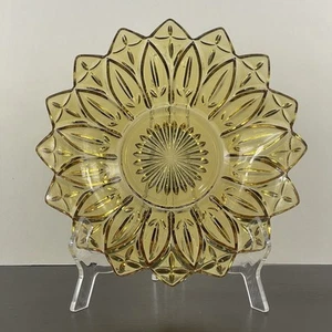 Mid Century Large Federal Glass Amber Sun Petal Serving Platter 10 Inch Diameter - Picture 1 of 13