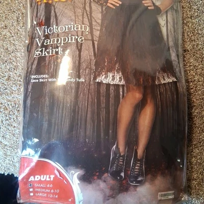 Spirit Halloween Victorian Vampire Skirt Adult Small 4-6 Lace Skirt W/ Burgendy - Image 1 of 4