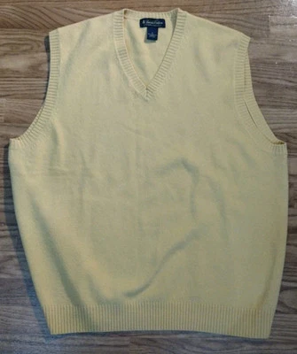 Chaleco Brooks Brothers para hombre Corderos escoceses lana cuello en V tostado mostaza talla X-grande Foto 1 de 4