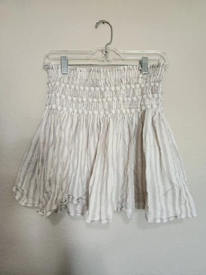 Madewell 条纹缩褶迷你裙 XXS 码象牙蓝色 — 第 1/4 张图片