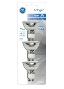 GE 61142 3er Pack 35 Watt MR16 Innen Quarz Halogen Fluter 200 Lumen Leuchtmittel - Bild 1 von 1