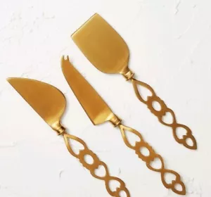 3 Stück Metall Käse Utensilien Set Goldfarben Opalhouse Käse Werkzeuge - Bild 1 von 3