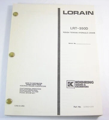 Manual de piezas de grúa hidráulica de terreno áspero original Lorain Koehring LRT-350D Foto 1 de 4