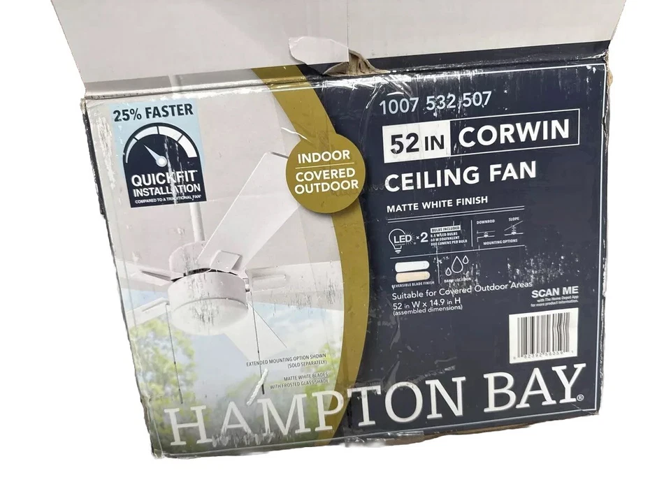 Hampton Bay 52 in. Corwin Matte White Replacement Parts 1007532507 - Image 1 of 1