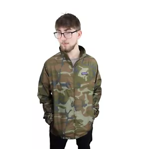 Patagonia Military Woodland Camo Rain Coat Windbreaker Jacket Mens Small Mars - Picture 1 of 9