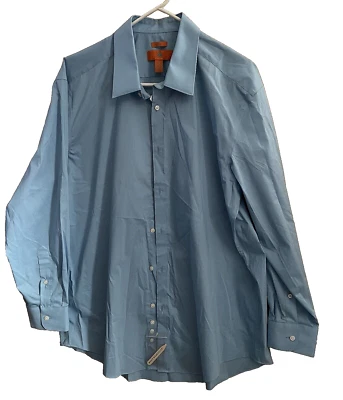 Egara Mens Shirt Long Sleeve Button Up Blue Non-Iron Sum Fit 17.5 Neck 32/33 NWT - Изображение 1 из 4