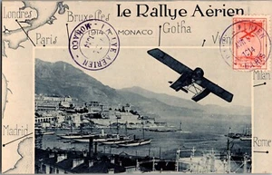 1914 Monaco Aerial Rally Stamp Picture Postcard First Flight Cover FFC Airplane - Picture 1 of 2