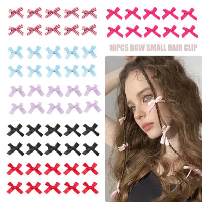 10 pcs Set Of Sweet Hair Clips Hair clip Bows snap clips lot bow cute PairFF - Image 1 of 4