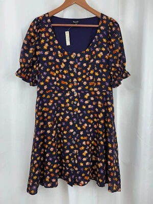 Mini Vestido Madewell Manga Bata Botón Delantero - Estampado Floral Happy Hibiscus Talla 8 Foto 1 de 4