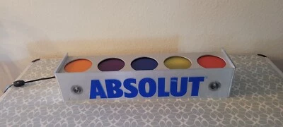 RARO ABSOLUTO Vodka Azul Multicolorido Caixa de Metal Garrafa Display Placa Iluminada - Imagem 1 de 2