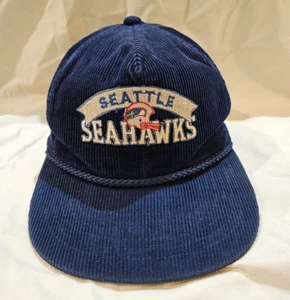 Vintage Seattle Seahawks NFL Amapro Seil Snapback Mütze Kappe Einheitsgröße blau - Bild 1 von 10