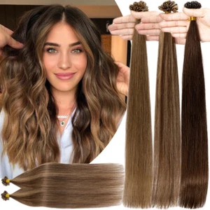 CLEARANCE U Tip 100% Remy Human Hair Extensions K Nail Tip Keratin Russian Hair - Picture 1 of 43