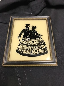 Vintage Reverse Paint Silhouette Man & Woman Dancing ,very Nice !! 4-3/4”x5-3/4” - Picture 1 of 6