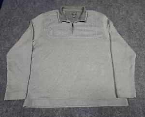 Van Heusen Flex 1/4 Zip Knit Shirt Men's 2XL XXL Long Sleeve Gray Polyester - Picture 1 of 10