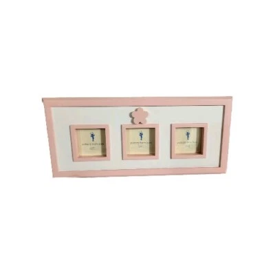 复古 Pottery Barn 儿童粉色木质相框可容纳 3 张照片  — 第 1/4 张图片