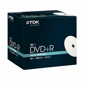 1x10 PACK TDK DVD+R Rohlinge 4.7GB 120min 16x Printable JEWEL t19494 NEU 005-677 - Bild 1 von 4