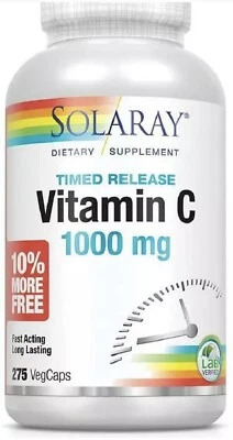 Solaray Vitamina C Rosa Mosqueta y Acerola 1000 mg Dos Etapas Liberación Temporada - 275Cuentas Foto 1 de 4