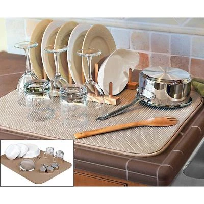 FinnTM Doble Cara XL Estera de Secado de Platos Cocina Bronceada 18" x 24" Microfibra Absorbente Foto 1 de 4