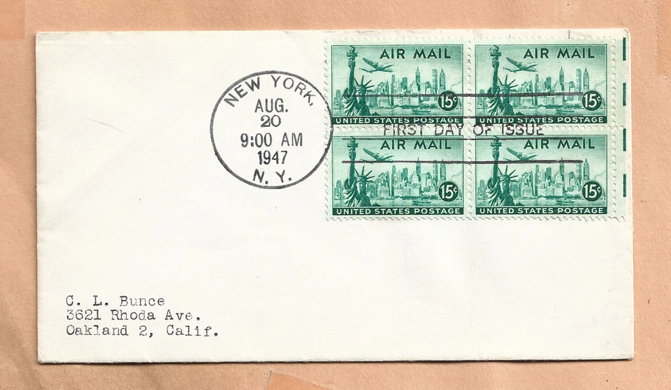 C 35 AIR MAIL FDC AUG 20,1947 - Image 1 of 1