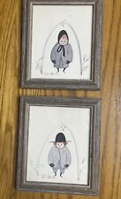 J. Buckley Moss Amish Man Woman Matched Pair 5.25 x 6.25 in Signed 735/1000