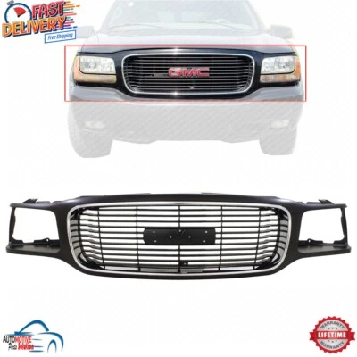 NEW FRONT GRILLE CHROME SHELL W/ BLACK INSERT FOR 1992-2000 GMC YUKON GM1200447 Foto 1 de 4