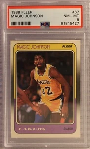 1988-89 Fleer Magic Johnson #67 Los Angeles Lakers HOF PSA 8 NM-MT - Picture 1 of 2