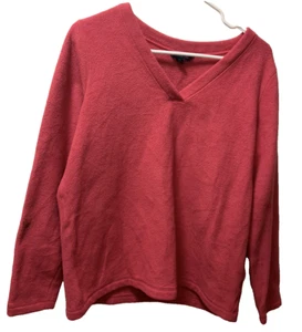 Lands' End Red Fleece Pullover Sweater Kids Size Medium 10-12 Warm Soft - Picture 1 of 3