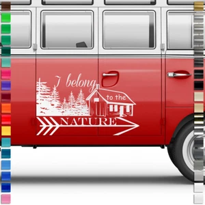 Car & Rollers Sticker, Decoration, Sticker - I Belong A Il Nature Wald Hut - Picture 1 of 10