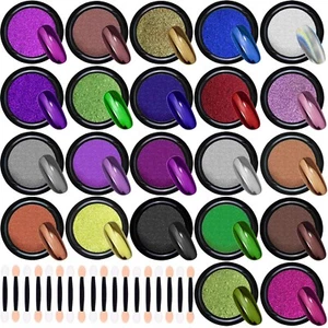 22 Colors Chrome Nail Power Metallic Nail Powder for Mirror Effect Nails - Picture 1 of 7