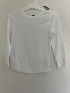 Old Navy Toddler Boys Girls Solid White Cotton Blend Long Sleeve Shirt White 3T - Picture 1 of 3