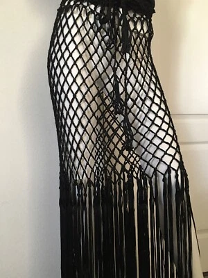 Sexy Black Crochet Fringe Skirt Medium  - Image 1 of 4