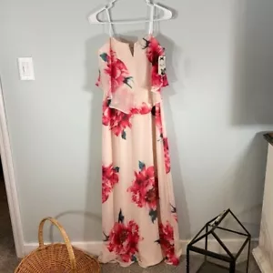 Strapless Blush Pink Large Floral Way-In Sz M new with tags - Picture 1 of 10