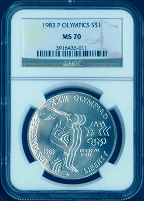 1983 P Olympic Commemorative silver dollar Coin $1 NGC MS 70  - Image 1 of 2