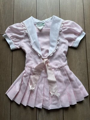 Vestido Marinero Rayas Ediciones Raras Años 80 De Colección Niñas Pequeñas TALLA 2T Cintura Caída Foto 1 de 4