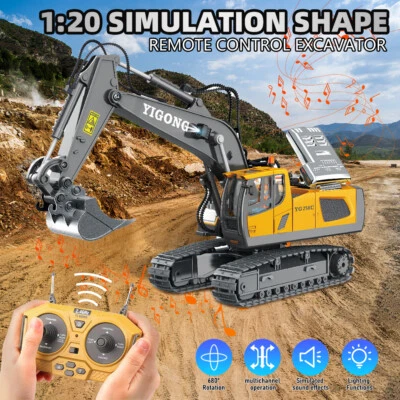 Remote Control Excavator Dump Toy Digger Bulldozer Construction Crawler Toys - Image 1 of 4